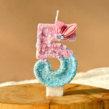 Premium Pastel Bunny Pink Blue number candle for birthday cake decoration