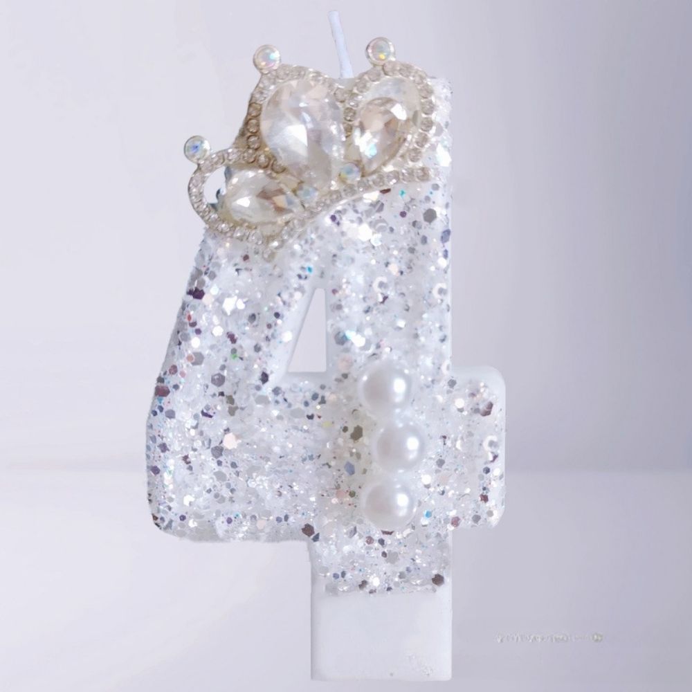 Fancy White Number Candle for birthday party cake decoration