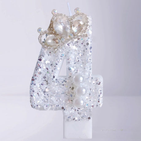 Fancy White Number Candle for birthday party cake decoration