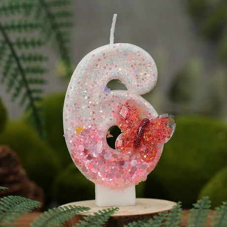Fancy Crystal Butterfly Number Candle for birthday party cake decoration