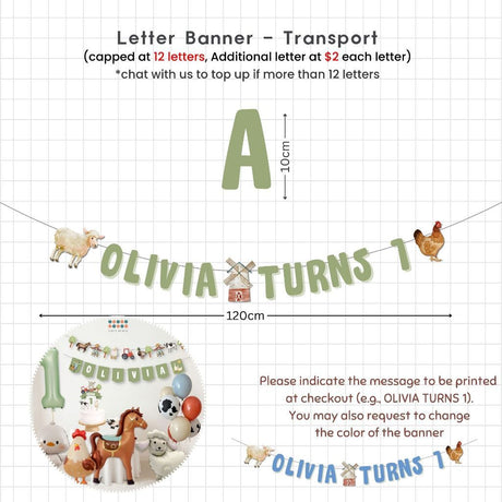 [SG Instock] - Personalised Farm Animal Theme Birthday Party Decoration