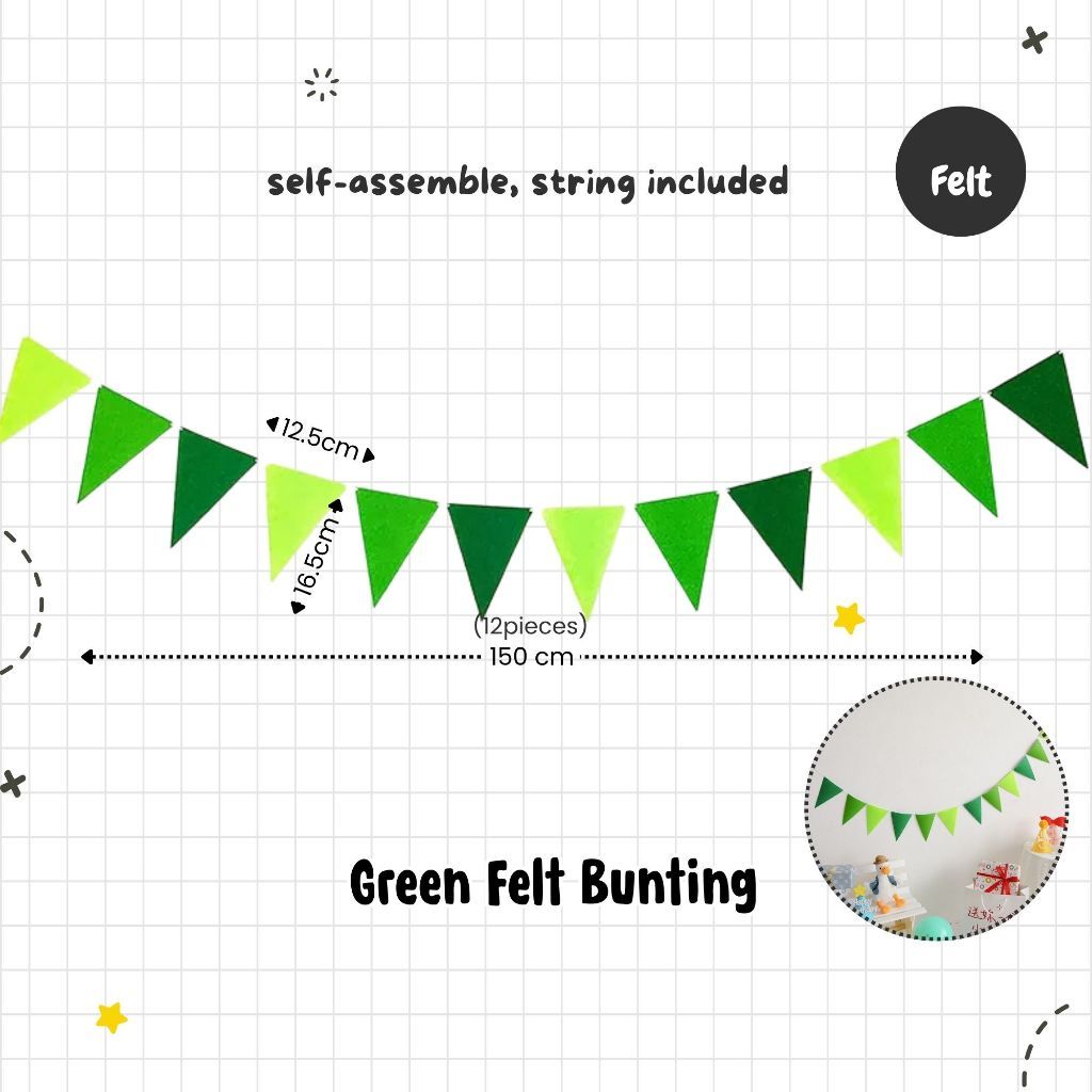 [SG Instock] Decorative Banner Garland Circle Star Flag Bunting Happy Birthday Party Decoration