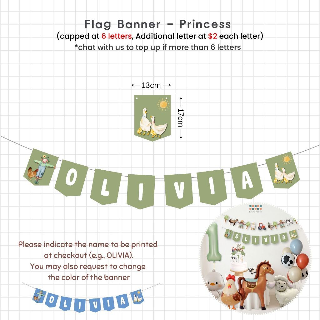 [SG Instock] - Personalised Farm Animal Theme Birthday Party Decoration