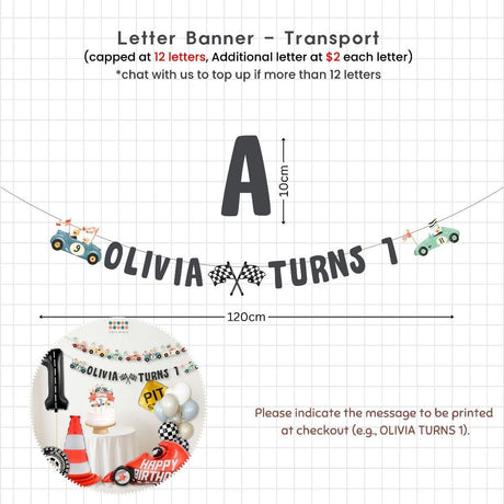 [SG Instock] - Personalised Racing car motorbike Theme Birthday Party Decoration