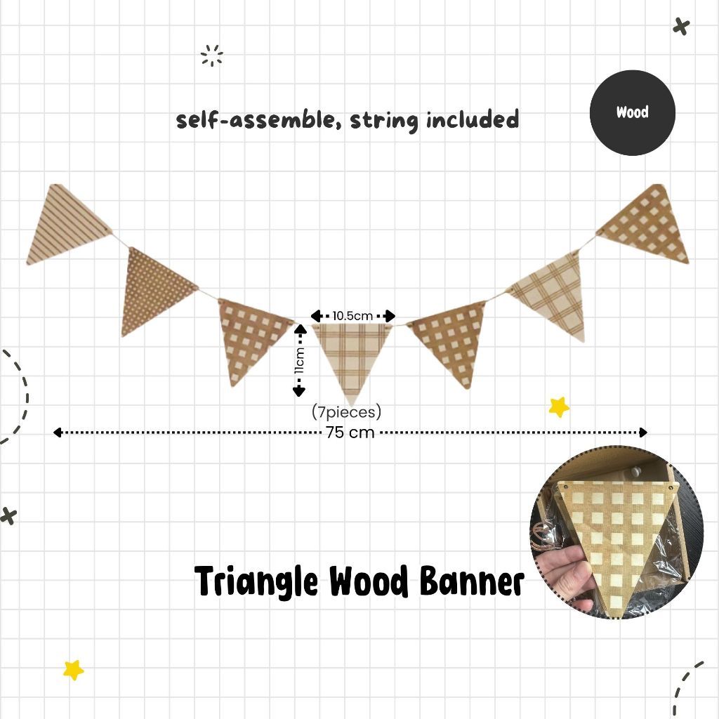 [SG Instock] Decorative Banner Garland Circle Star Flag Bunting Happy Birthday Party Decoration