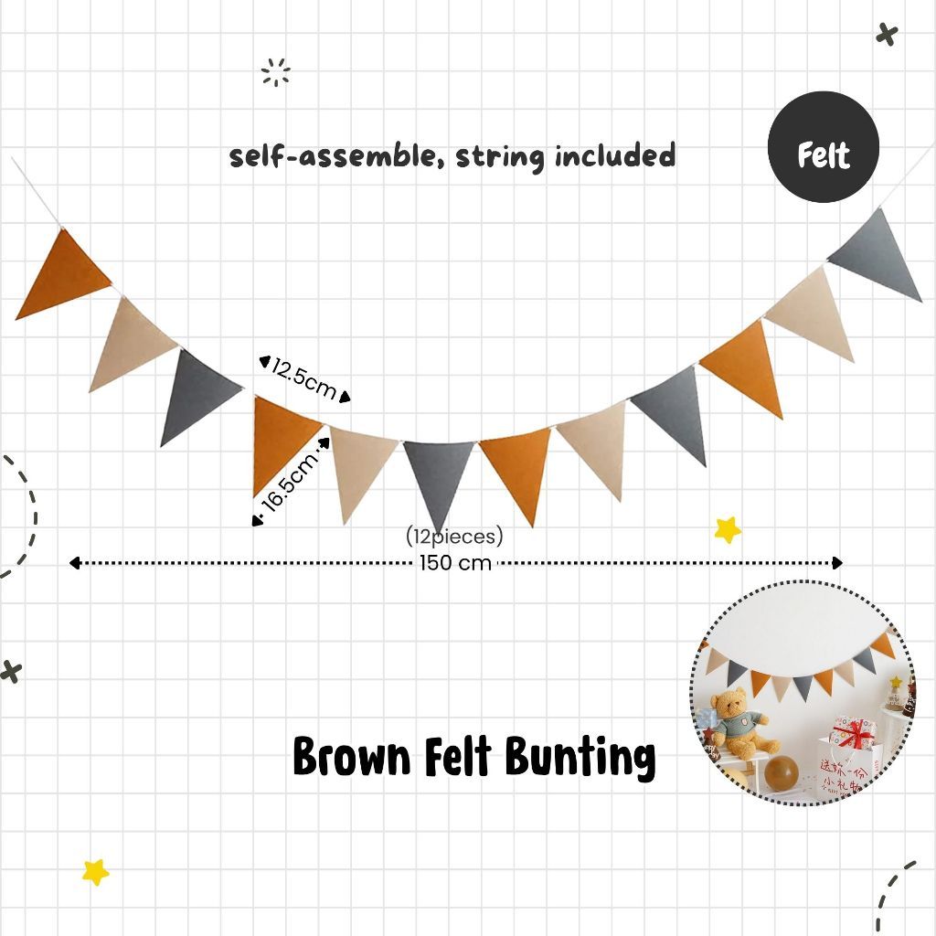 [SG Instock] Decorative Banner Garland Circle Star Flag Bunting Happy Birthday Party Decoration