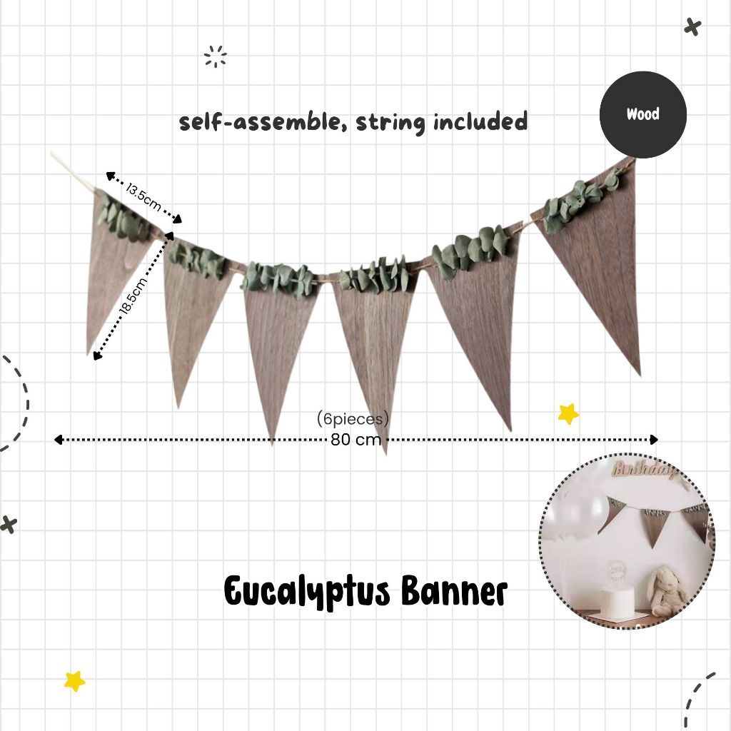 [SG Instock] Decorative Banner Garland Circle Star Flag Bunting Happy Birthday Party Decoration