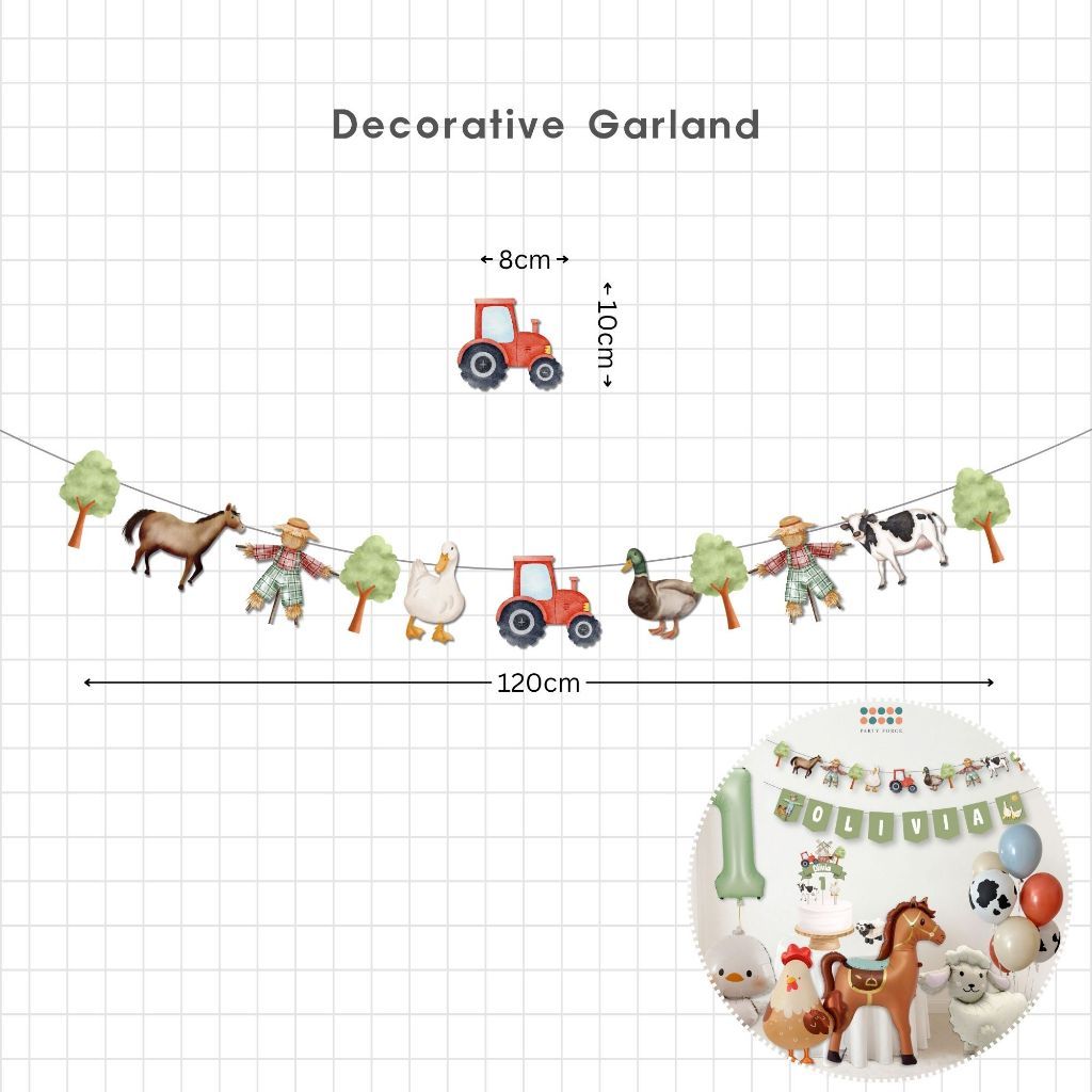 [SG Instock] - Personalised Farm Animal Theme Birthday Party Decoration