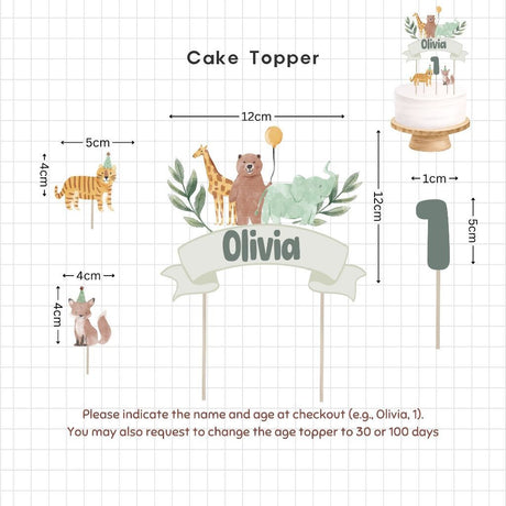 [SG Instock] - Personalised Safari Animal Theme Birthday Party Decoration