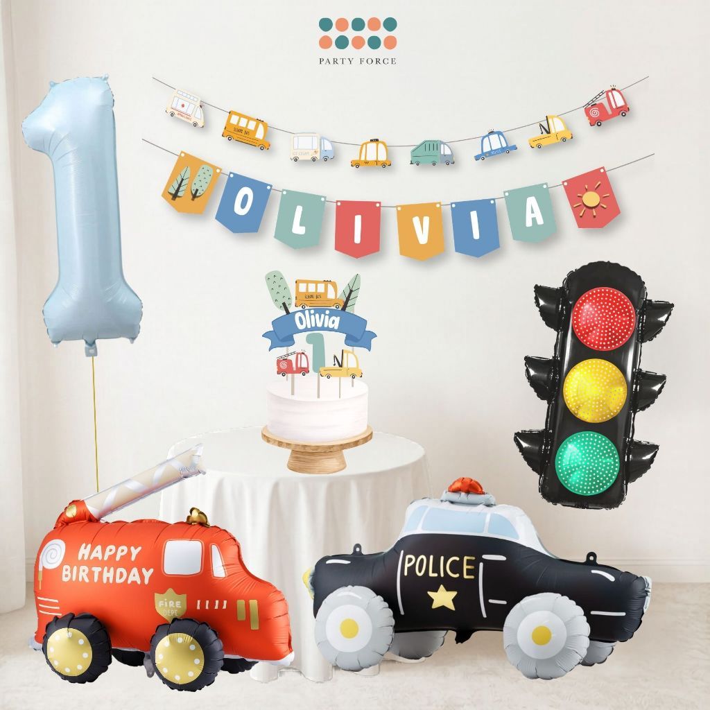 [SG Instock] - Personalised Vehicle Transportation Car Theme Birthday Party Decoration
