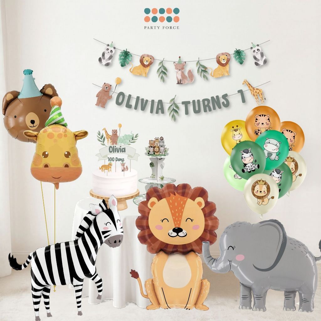 [SG Instock] - Personalised Safari Animal Theme Birthday Party Decoration