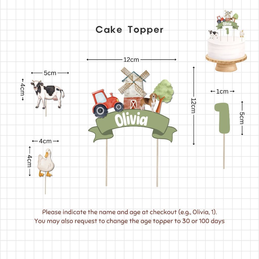 [SG Instock] - Personalised Farm Animal Theme Birthday Party Decoration