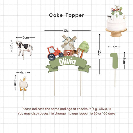 [SG Instock] - Personalised Farm Animal Theme Birthday Party Decoration