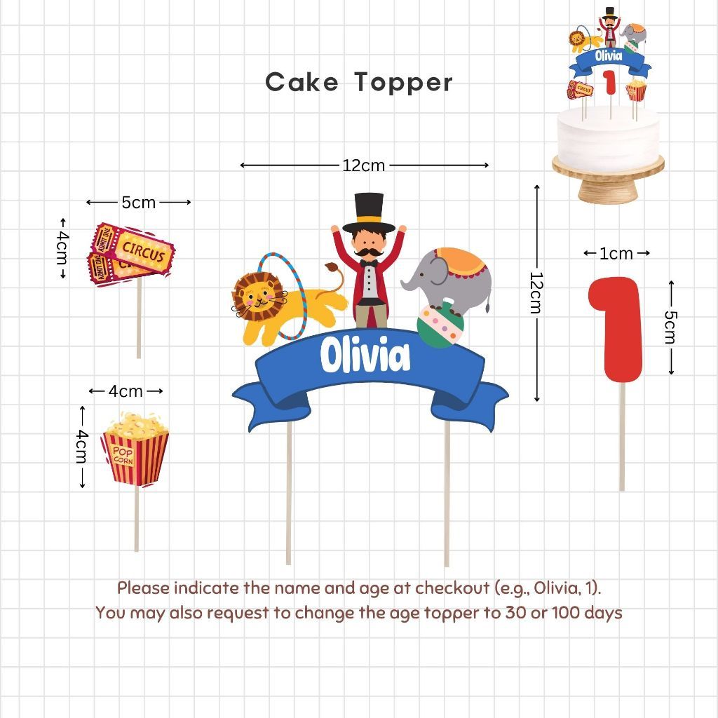 [SG Instock] - Personalised Carnival Circus Animal Theme Birthday Party Decoration