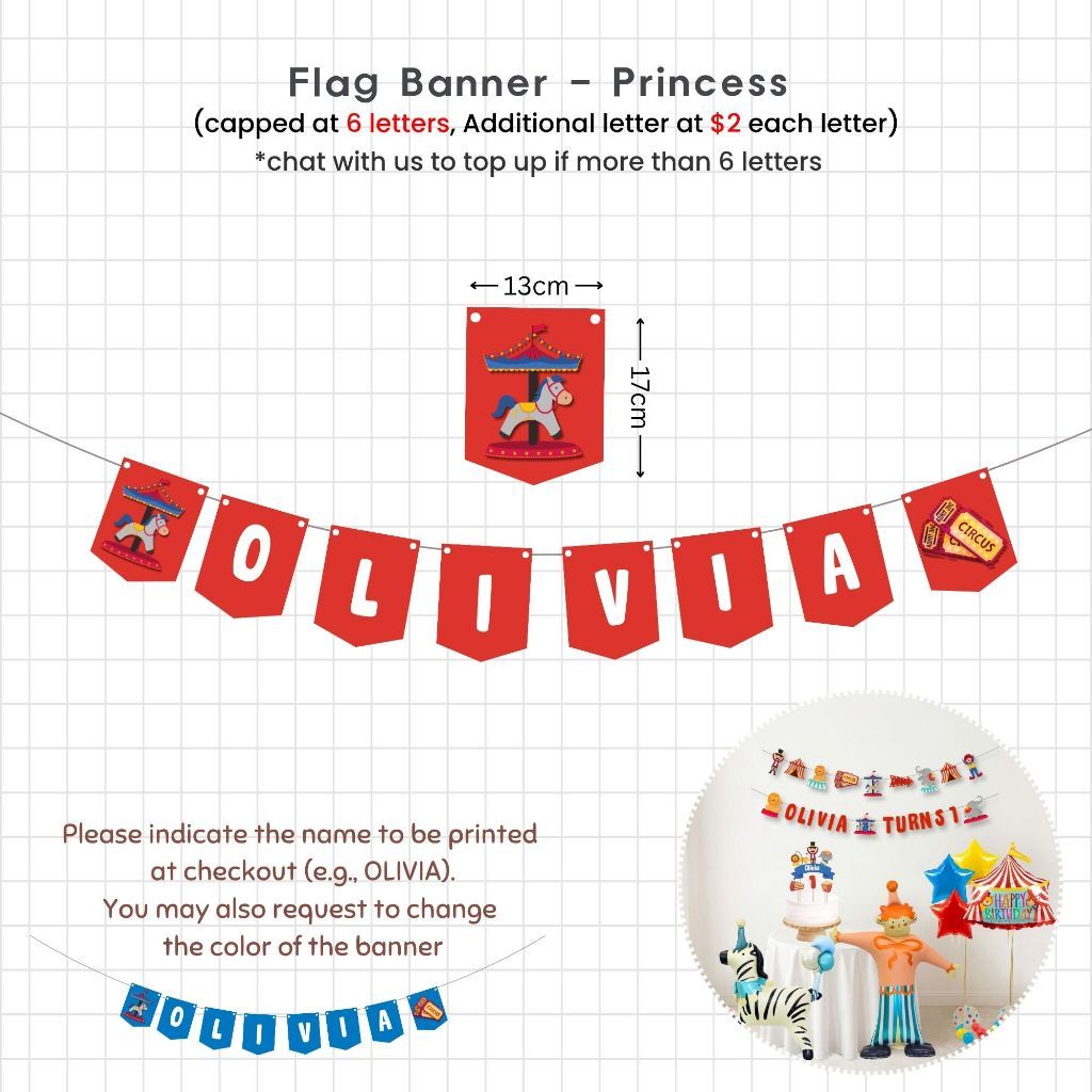 [SG Instock] - Personalised Carnival Circus Animal Theme Birthday Party Decoration