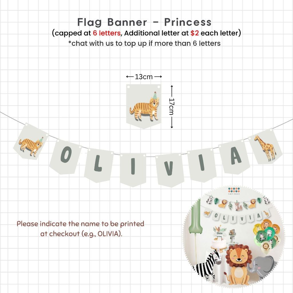 [SG Instock] - Personalised Safari Animal Theme Birthday Party Decoration