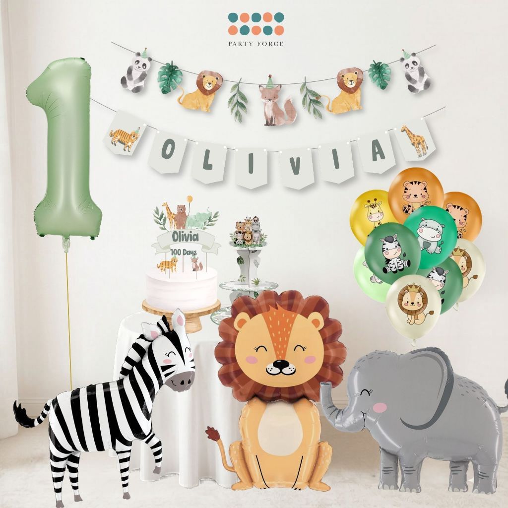 [SG Instock] - Personalised Safari Animal Theme Birthday Party Decoration