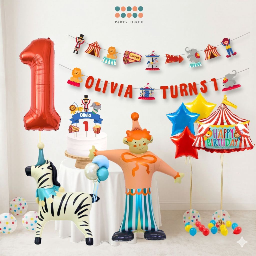 [SG Instock] - Personalised Carnival Circus Animal Theme Birthday Party Decoration