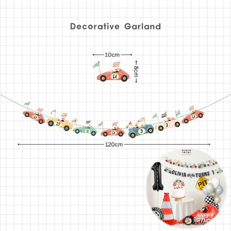 [SG Instock] - Personalised Racing car motorbike Theme Birthday Party Decoration