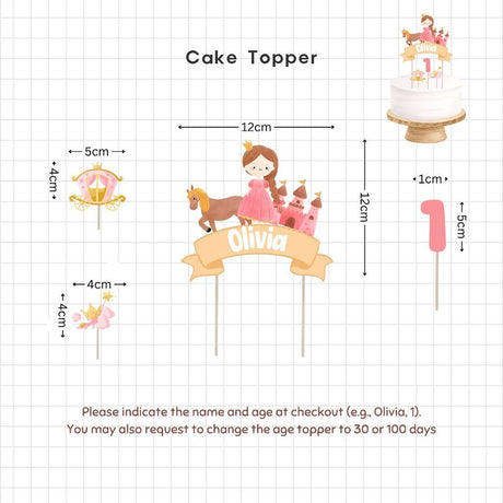 [SG Instock] - Personalised Princess Theme Birthday Party Decoration