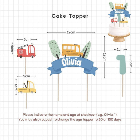 [SG Instock] - Personalised Vehicle Transportation Car Theme Birthday Party Decoration