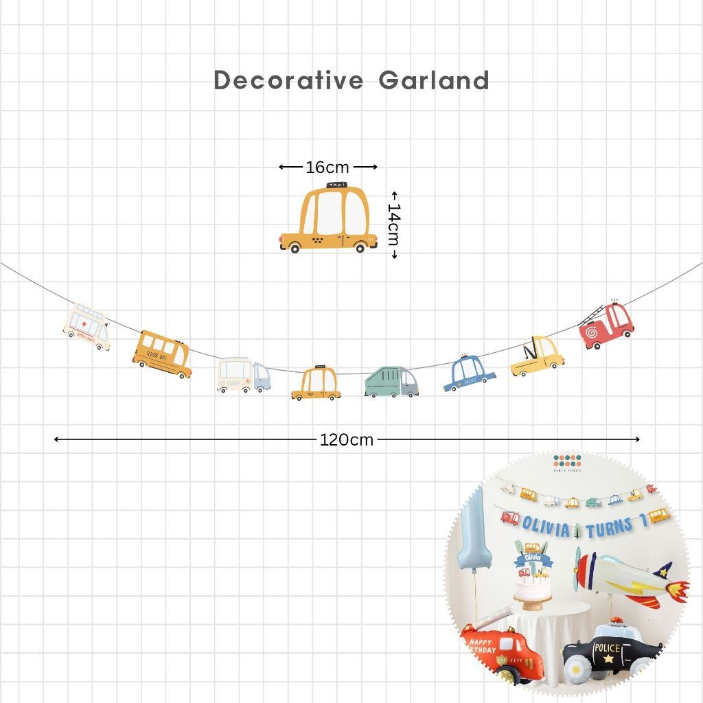 [SG Instock] - Personalised Vehicle Transportation Car Theme Birthday Party Decoration