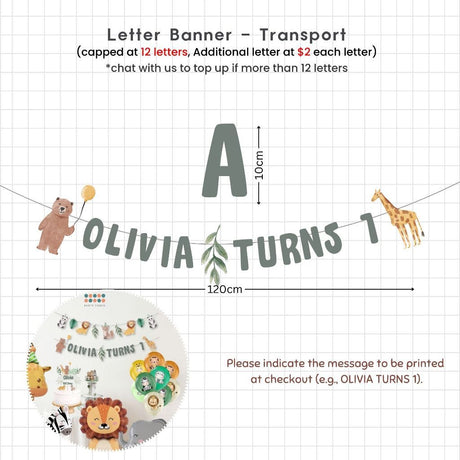 [SG Instock] - Personalised Safari Animal Theme Birthday Party Decoration
