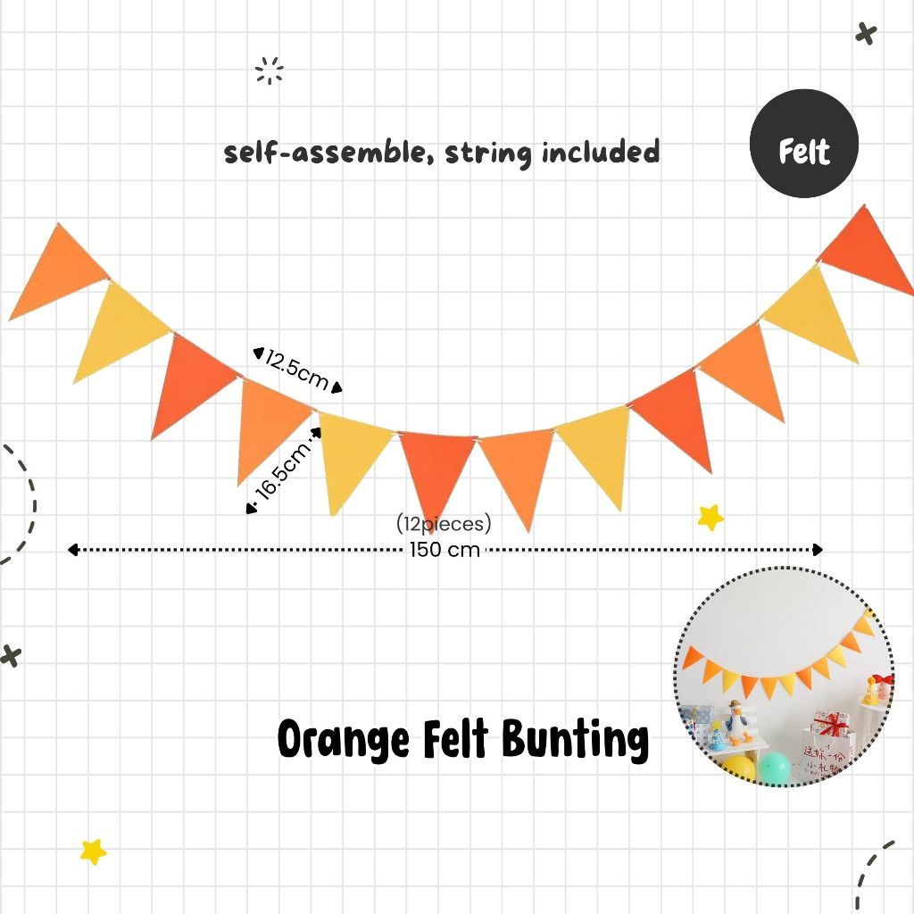 [SG Instock] Decorative Banner Garland Circle Star Flag Bunting Happy Birthday Party Decoration