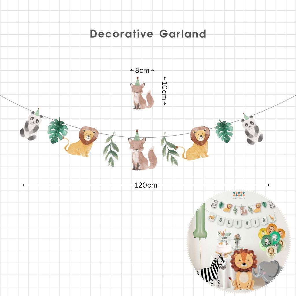 [SG Instock] - Personalised Safari Animal Theme Birthday Party Decoration