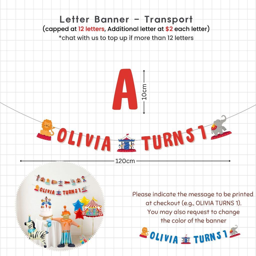 [SG Instock] - Personalised Carnival Circus Animal Theme Birthday Party Decoration