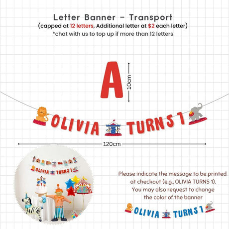[SG Instock] - Personalised Carnival Circus Animal Theme Birthday Party Decoration