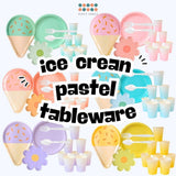 Disposable Paper Plate pastel Ice Cream Pastel Rainbow for Birthday Party