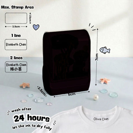 Personalised Clothing Name Stamp Waterproof Ink Permanent Fabric Chop