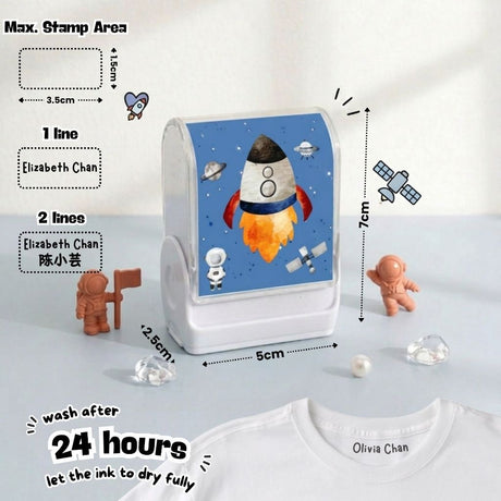 Personalised Clothing Name Stamp Waterproof Ink Permanent Fabric Chop