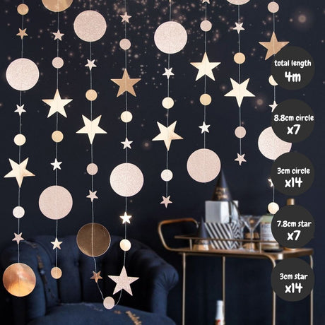 [SG Instock] Decorative Banner Garland Circle Star Flag Bunting Happy Birthday Party Decoration