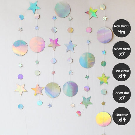 [SG Instock] Decorative Banner Garland Circle Star Flag Bunting Happy Birthday Party Decoration