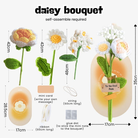 Handmade Crochet Flower Bouquet Mother's day Gift Knitted Woven Sunflower