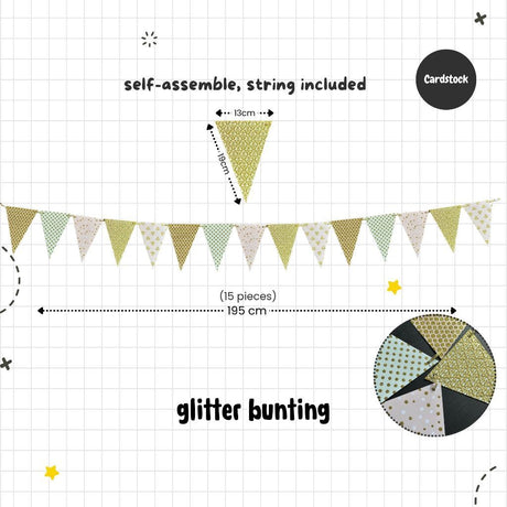 [SG Instock] Decorative Banner Garland Circle Star Flag Bunting Happy Birthday Party Decoration