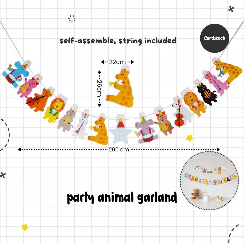 [SG Instock] Decorative Banner Garland Circle Star Flag Bunting Happy Birthday Party Decoration
