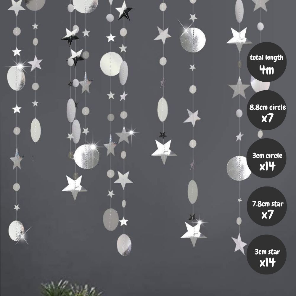 [SG Instock] Decorative Banner Garland Circle Star Flag Bunting Happy Birthday Party Decoration