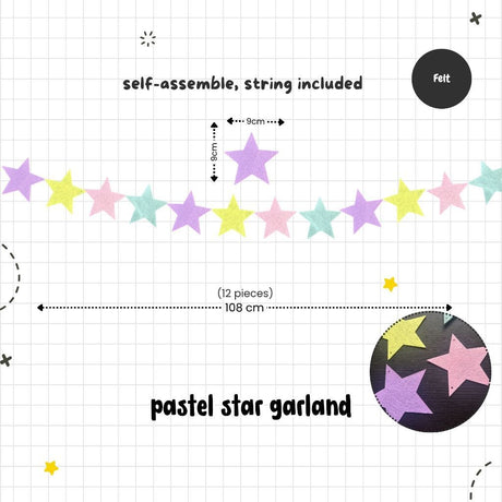 [SG Instock] Decorative Banner Garland Circle Star Flag Bunting Happy Birthday Party Decoration