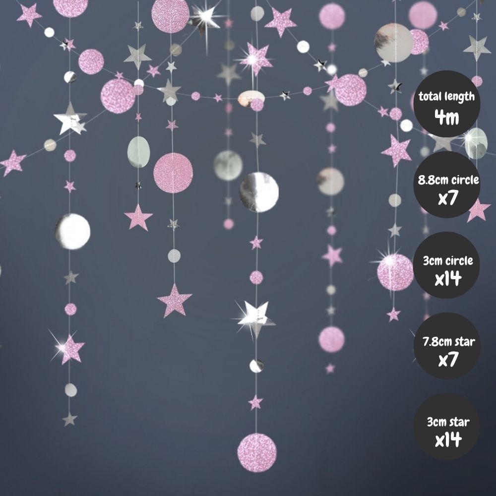 [SG Instock] Decorative Banner Garland Circle Star Flag Bunting Happy Birthday Party Decoration