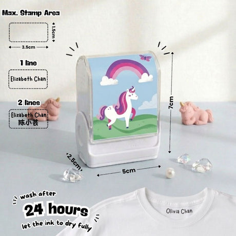Personalised Clothing Name Stamp Waterproof Ink Permanent Fabric Chop