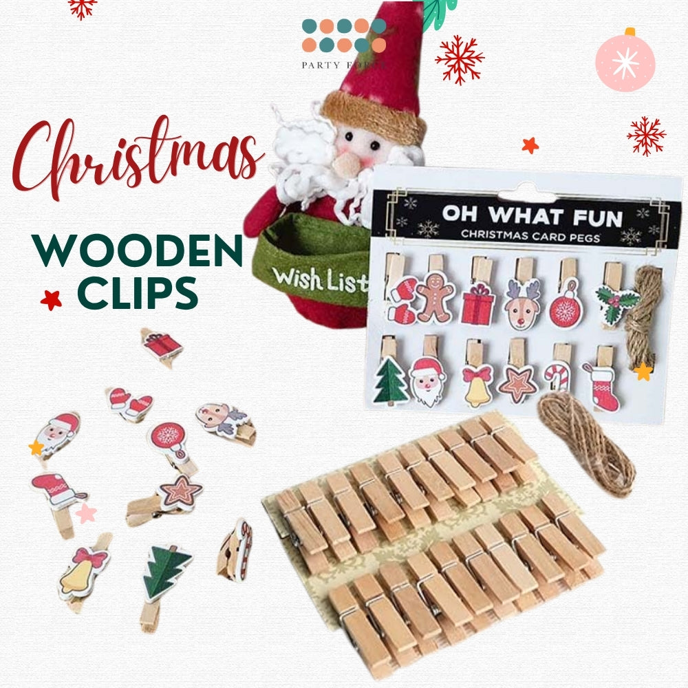 Christmas Wooden clips for photo hanging and decoration