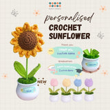 Personalised Crochet Sunflower Pot Teachers Day Gift Thank You Teacher Gift Bag Graduation Flowers