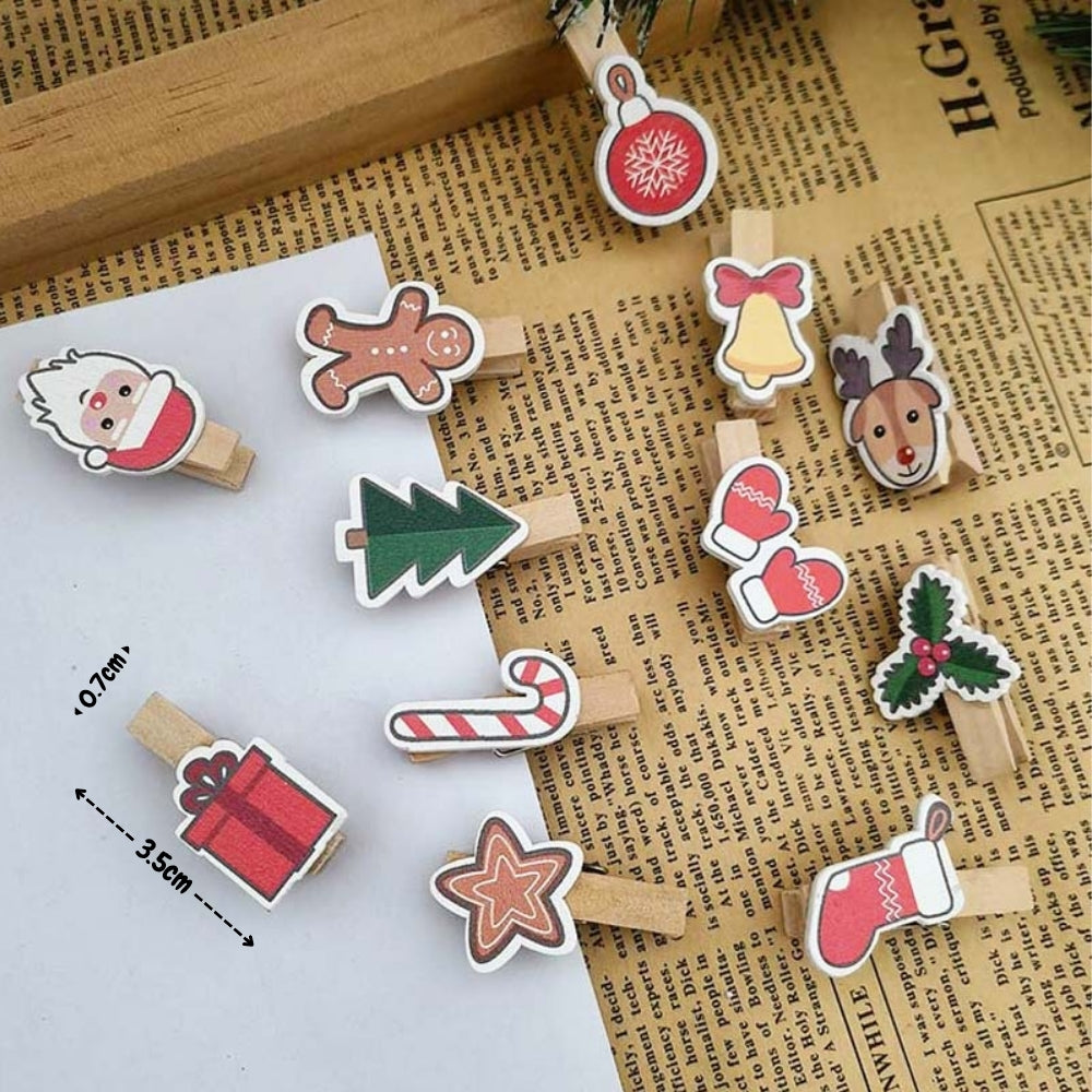 Christmas Wooden clips for photo hanging and decoration