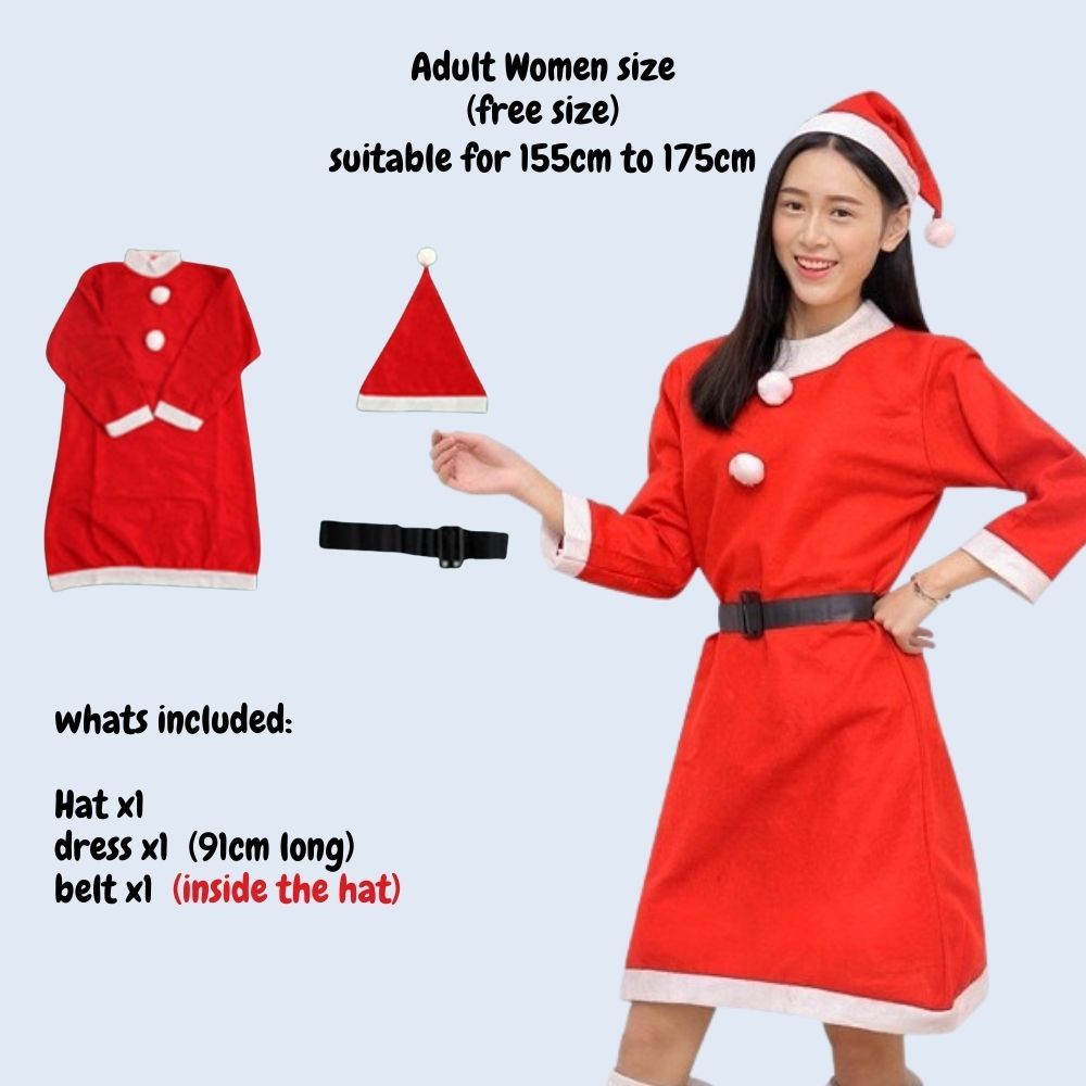 Christmas Santa Claus Costume Set Kids Women Men