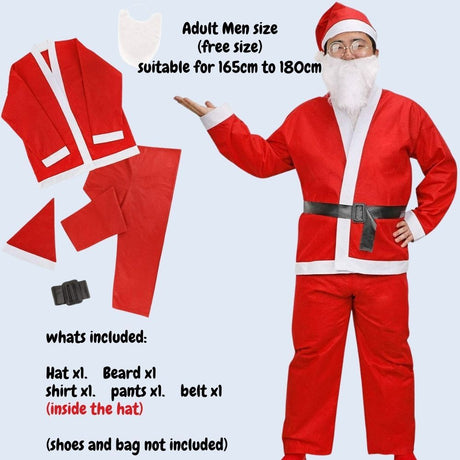 Christmas Santa Claus Costume Set Kids Women Men
