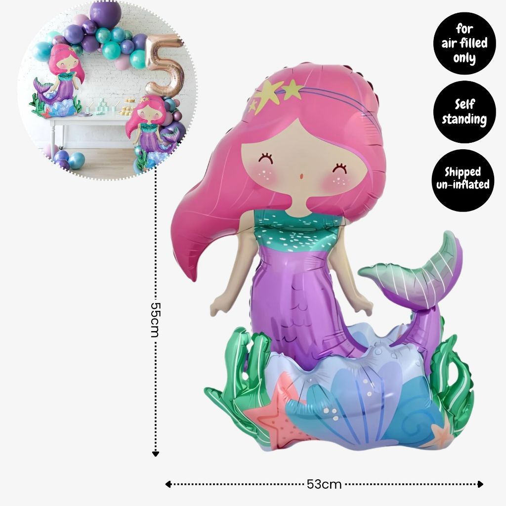 [SG Instock] - Personalised Mermaid Theme Birthday Party Balloon Banner Decoration