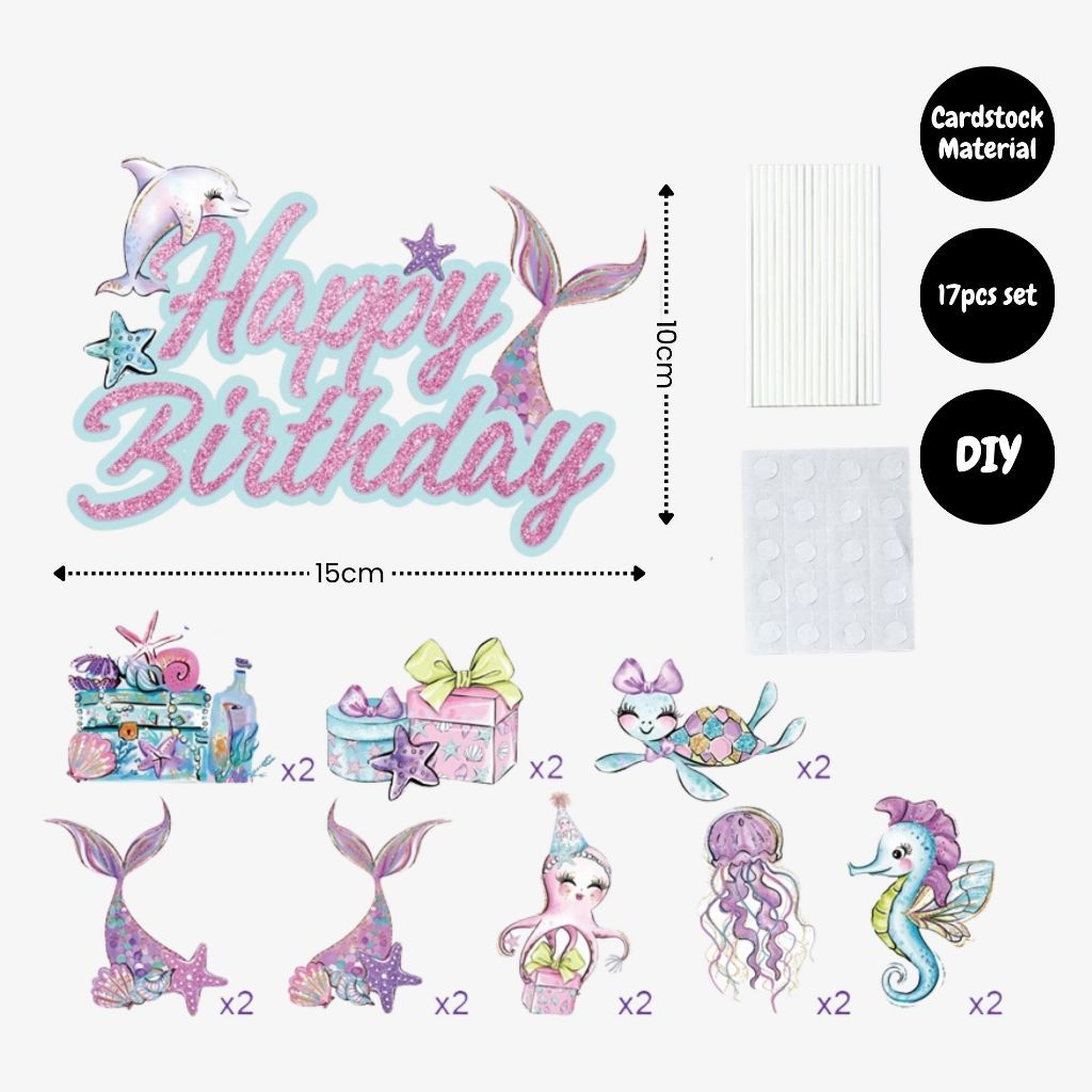 [SG Instock] - Personalised Mermaid Theme Birthday Party Balloon Banner Decoration